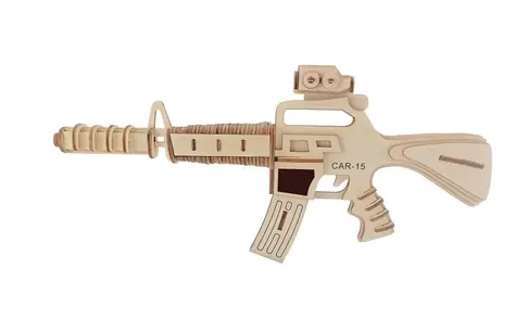 Woodcraft Dřevěné 3D puzzle Samopal carabine 15 / 103 dílků / od 8 let / Obtížnost: jednoduchá