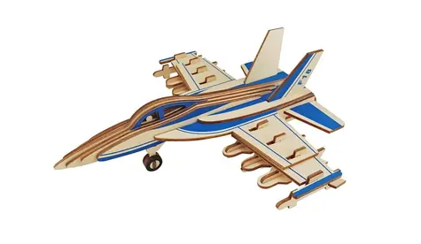 Woodcraft Dřevěné 3D puzzle Bojové letadlo F18 / 47 dílků / od 8 let / Obtížnost: jednoduchá