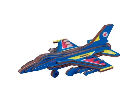 Woodcraft Dřevěné 3D puzzle Bojové letadlo F16 / 23 dílků / od 8 let / Obtížnost: jednoduchá