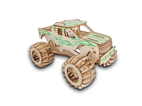 Woodcraft Dřevěné 3D puzzle Monster truck / 124 dílků / od 8 let / Obtížnost: jednoduchá