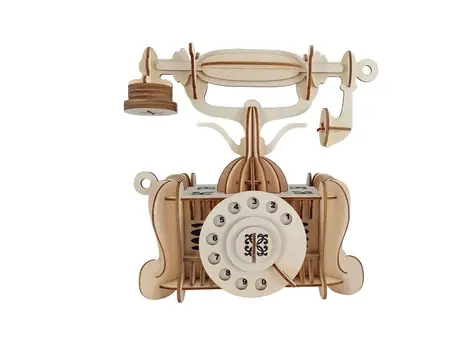 Woodcraft Dřevěné 3D puzzle Starý telefon / 124 díllů / od 8 let / Obtížnost: jednoduchá