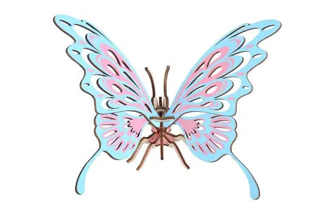 Woodcraft Dřevěné 3D puzzle Motýl barevný / 16 dílků / od 8 let / Obtížnost: jednoduchá