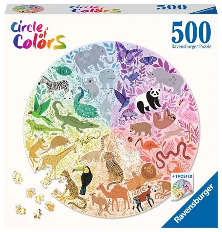 Ravensburger Kruhové puzzle Zvířata / 500 dílků / od 12 let