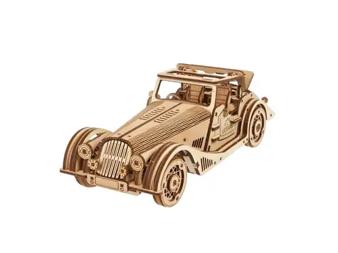 Ugears 3D dřevěné mechanické puzzle Sportovní auto Rapid Mouse / od 14 let / 226 dílků / Obtížnost: nízká