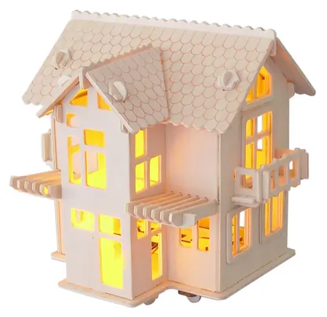 Woodcraft Dřevěné 3D puzzle Evropská vila C / od 3 let / Obtížnost: jednoduchá 