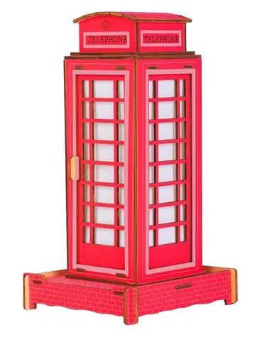 Woodcraft Dřevěné 3D puzzle Britská telefonní budka / 38 dílků / od 14 let / Obtížnost: jednoduchá 