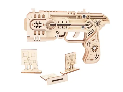 Woodcraft Dřevěné 3D puzzle Zbraň na gumičky Dragon Chaser / 31 dílků / od 14 let / Obtížnost: jednoduchá 