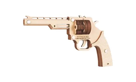 Woodcraft Dřevěné 3D puzzle Zbraň na gumičky Revolver / 52 dílků / od 14 let / Obtížnost: jednoduchá 