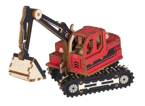 Woodcraft Dřevěné 3D puzzle Rypadlo červená / 84 dílků / od 8 let / Obtížnost: jednoduchá