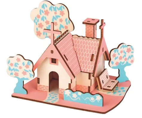 Woodcraft Dřevěné 3D puzzle Americká chata / 31 dílků / od 8 let / Obtížnost: jednoduchá 