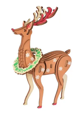 Woodcraft Dřevěné 3D puzzle Vánoční sob / 29 dílků / od 8 let / Obtížnost: jednoduchá 