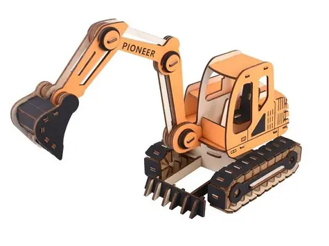 Woodcraft Dřevěné 3D puzzle Rypadlo oranžová / 168 dílků / od 8 let / Obtížnost: jednoduchá 