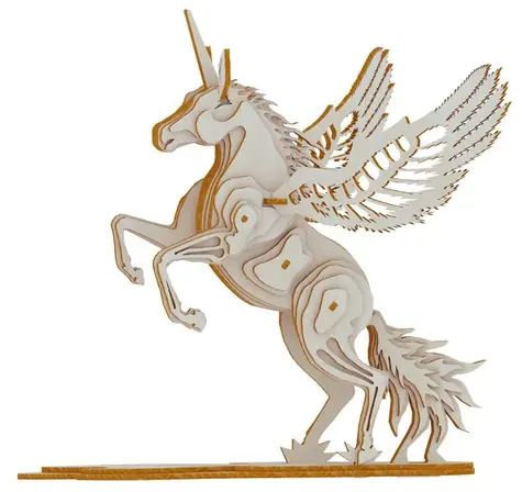 Woodcraft Dřevěné 3D puzzle Jednorožec / 41 dílků / od 8 let / Obtížnost: jednoduchá 
