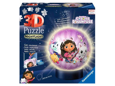 Ravensburger 3D Puzzle-Ball Gabby’s Dollhouse (Noční edice) / 72 dílků / od: 6 let