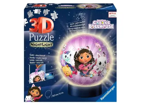 Ravensburger 3D Puzzle-Ball Gabby’s Dollhouse (Noční edice) / 72 dílků / od: 6 let