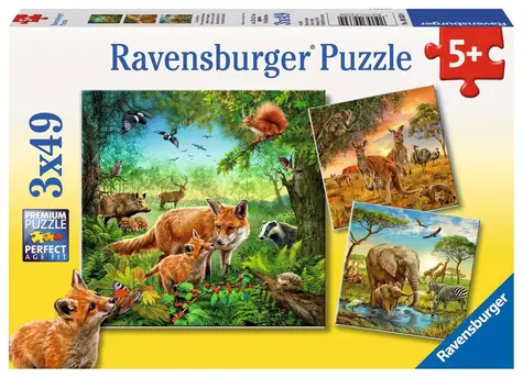 Ravensburger Zvířata na zemi / 3x49 dílků / od 5 let 