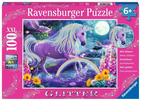 Ravensburger Třpytivé puzzle Zářící jednorožec / 100 dílků / od 6 let 