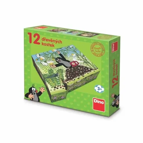 DINO Krtek a přátelé / Kubus dřevěné kostky / 12 dílků / od 3 let
