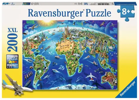 Ravensburger Velká mapa světa / 200 dílků / od 8 let 