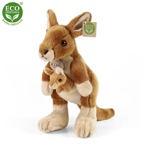 RAPPA Plyšový klokan s mládětem 27 cm / ECO-FRIENDLY / od 0 měsíců