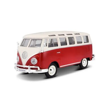 Maisto Volkswagen Van Samba bílo-červená / měřítko: 1:25 / od 3 let