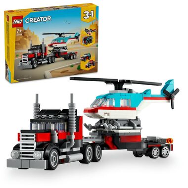 LEGO® Creator 3 v 1 31146 Náklaďák s plochou korbou a helikoptéra / Počet dílků: 270 / od 7 let