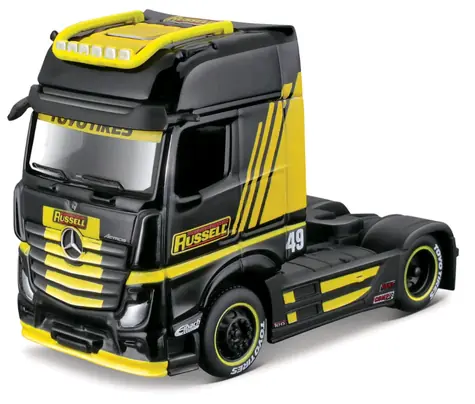 Maisto Custom Rigs-Mercedes-Benz Actros 1851 černo-žlutá / měřítko 1:64 / od 3 let