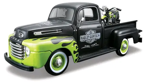 Maisto Harley-Davidson Custom 1948 Ford F-1 Pickup + 1948 FL Panhead / měřítko 1:24 / od 8 let