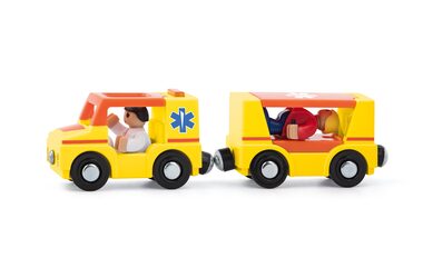 Woody Autíčka k vláčkodráze - Ambulance 4ks / od 3 let