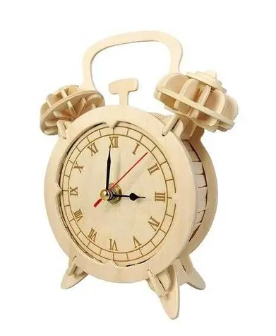 Woodcraft Dřevěné 3D puzzle budík / od 8 let / Obtížnost: jednoduchá