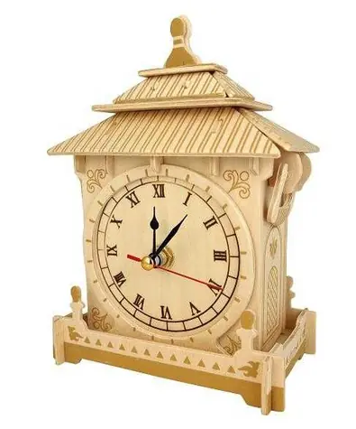 Woodcraft Dřevěné 3D puzzle hodiny / od 8 let / Obtížnost: střední