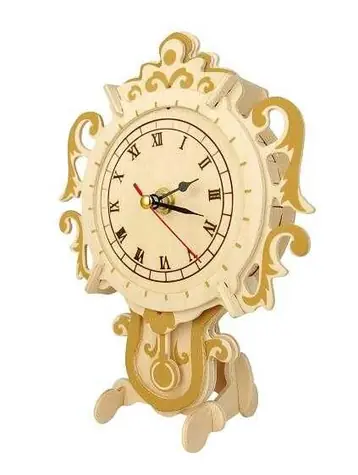 Woodcraft Dřevěné 3D puzzle hodiny na stojánku / od 8 let / Obtížnost: střední