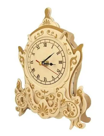 Woodcraft Dřevěné 3D puzzle hodiny skřítek / od 8 let / Obtížnost: střední