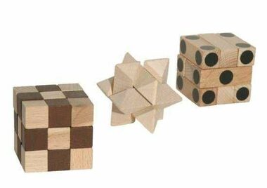 Česká dřevěná hračka Dřevěné hlavolamy Trio IQ / od 3 let