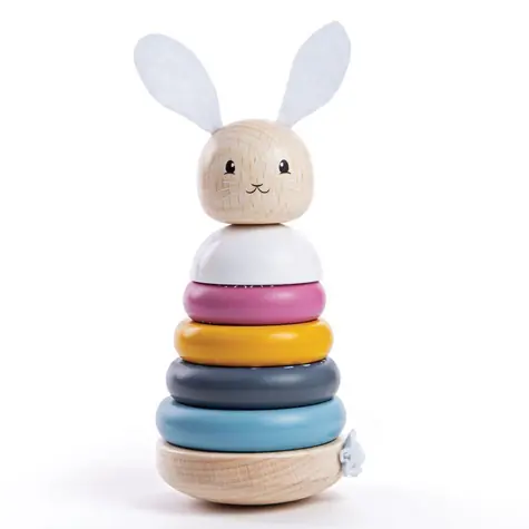 Bigjigs Baby Dřevěná motorická nasazovací věž králíček / od 12 měsíců