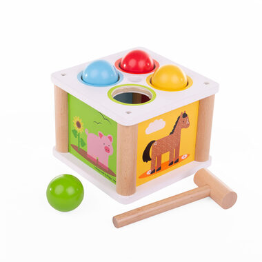 Bigjigs Baby Dřevěná zatloukačka Farma / od 12 měsíců