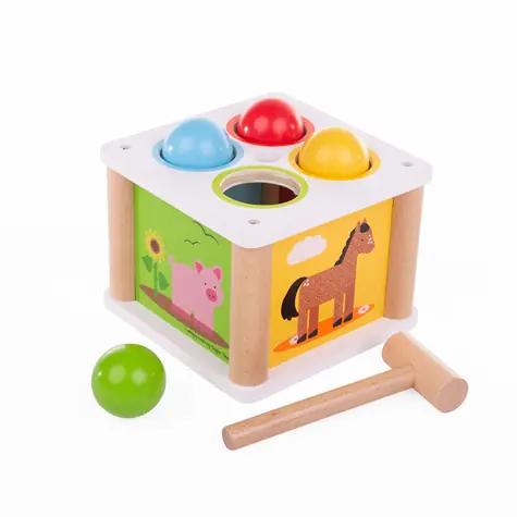 Bigjigs Baby Dřevěná zatloukačka Farma / od 12 měsíců