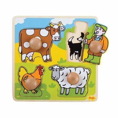 Bigjigs Toys Vkládací edukativní puzzle farma / od 12 měsíců