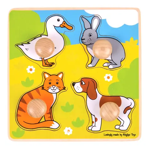 Bigjigs Toys Vkládací puzzle domácí zvířátka / od 12 měsíců
