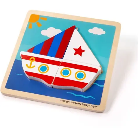 Bigjigs Toys Vkládací puzzle Plachetnice / od 1 roku