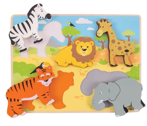 Bigjigs Toys Vkládací puzzle safari (BJ327) / od 1 roku