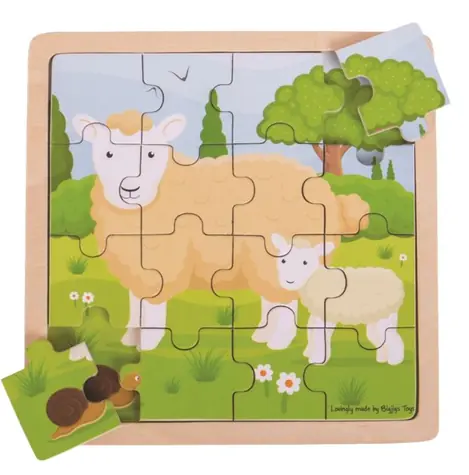 Bigjigs Toys puzzle - Ovečka s jehňátkem / od 2 let