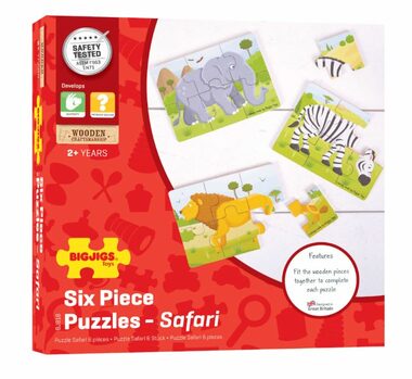 Bigjigs Toys Puzzle 3v1 safari zvířátka / od 2 let