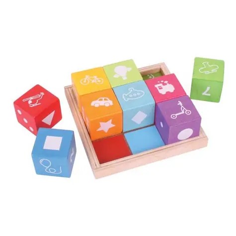 Bigjigs Baby Dřevěné kostky s obrázky / od 12 měsíců