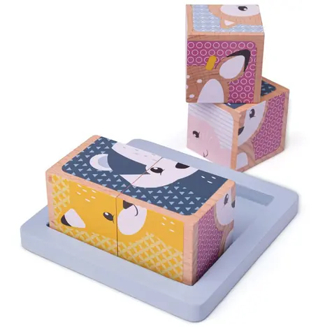 Bigjigs Bigjigs Baby Dřevěné kostky Woodland / od 6 měsíců