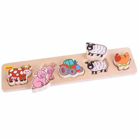 Bigjigs Baby Dřevěné vkládací puzzle farma / od 18 měsíců