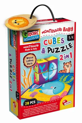 Liscianigioch Montessori Dřevěné kostky a puzzle / od 1 roku