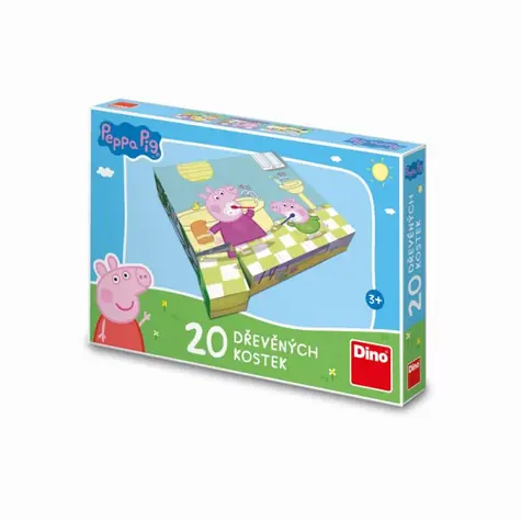 DINO Dřevěné kostky Peppa Pig Veselý den / 20 kostek / od 3 let 