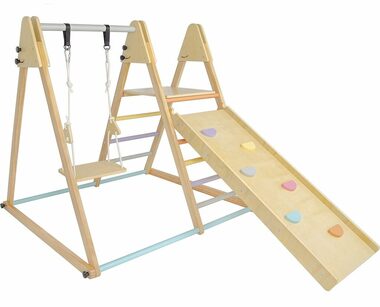 2Kids Toys Dřevěná hrací sestava se skluzavkou / Rozměry: 122x110x115 cm / od 18 měsíců