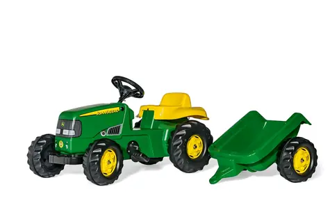 Rollytoys Šlapací traktor Rolly Kid J.Deere s vlečkou - zelená / od 3 let 